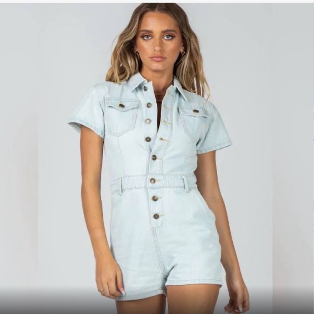 Lioness u know what’s up denim romper